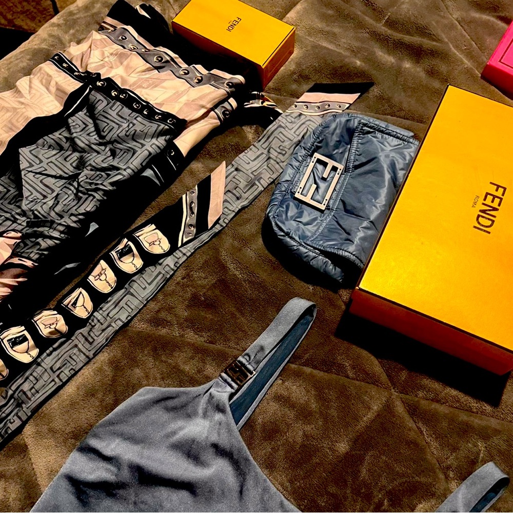Fendi logo swimsuit with matching hair tie